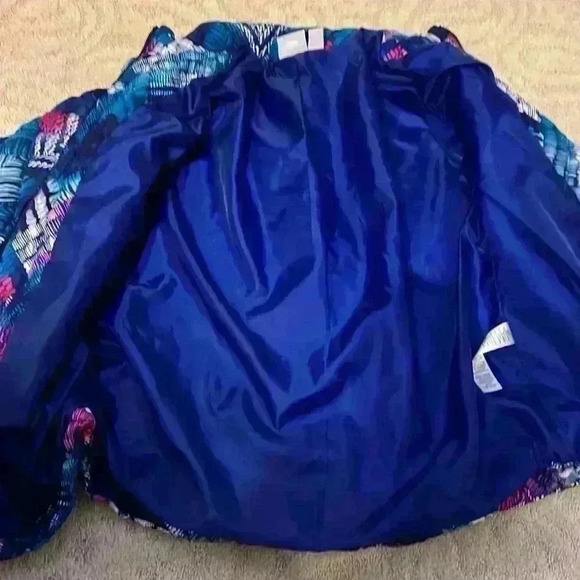 Weekends by Chico's Womens Quilted jacket Geometric Pattern Blue White size 1 - Picture 9 of 9
